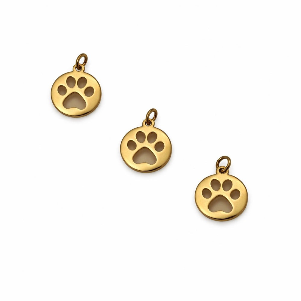 Paw Cutout Charm Gold Stainless Steel