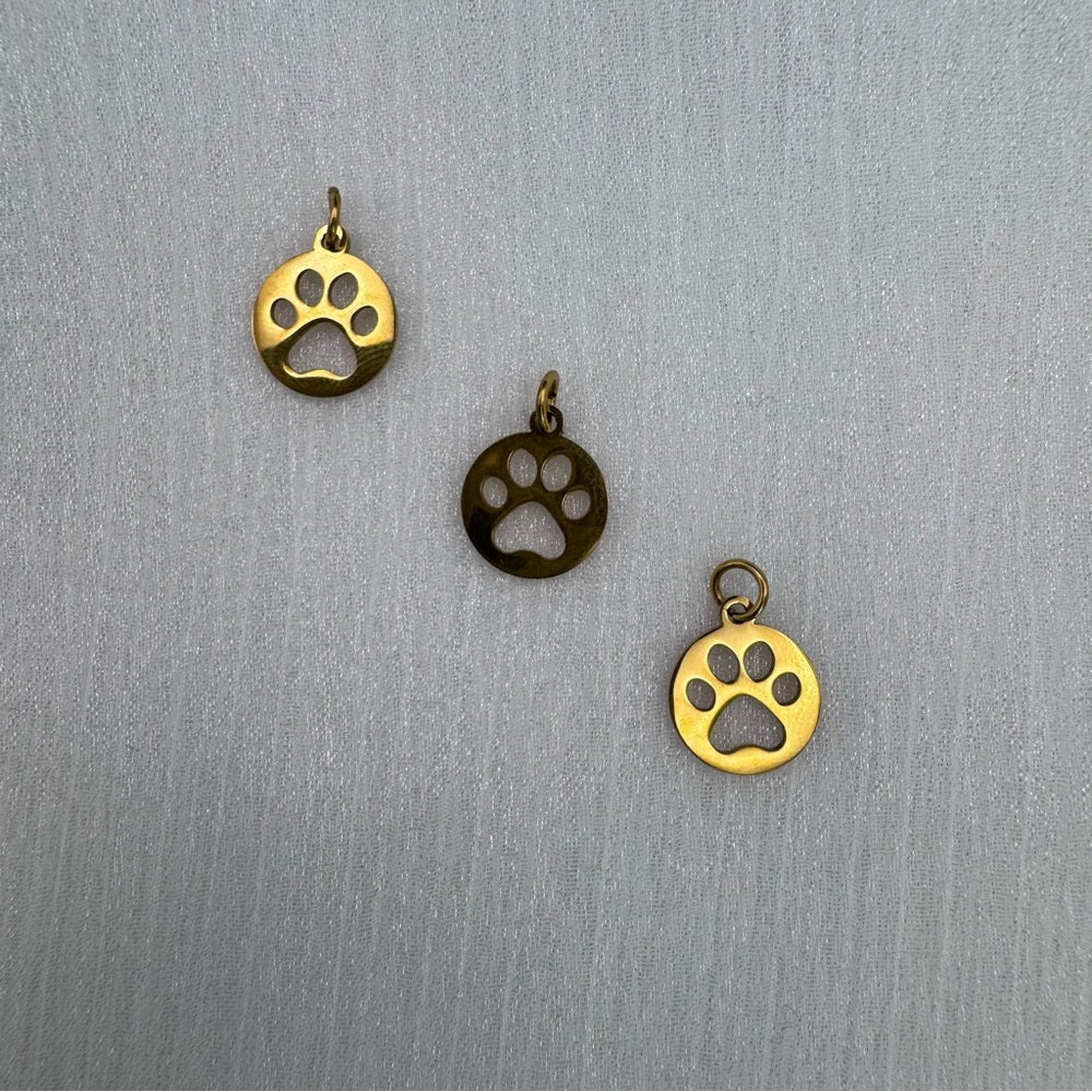 Paw Cutout Charm Gold Stainless Steel