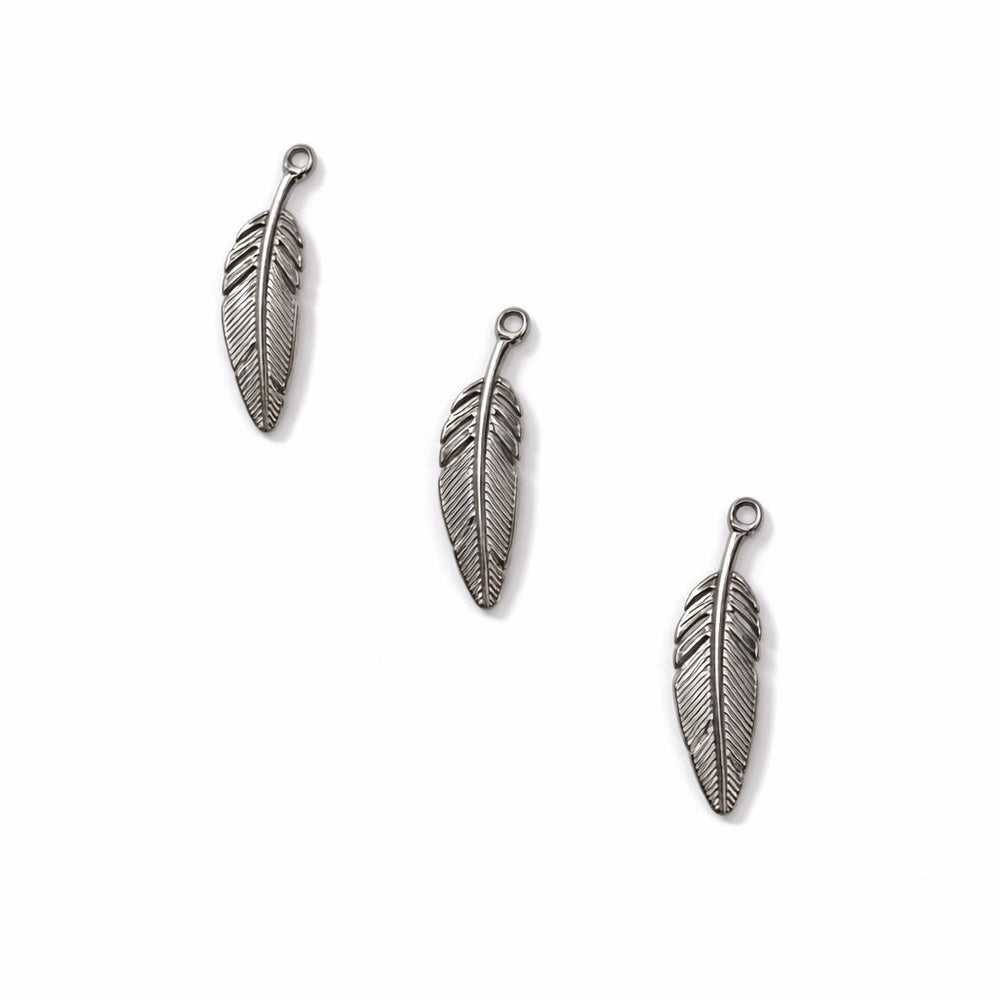 Feather Charm Silver Stainless Steel