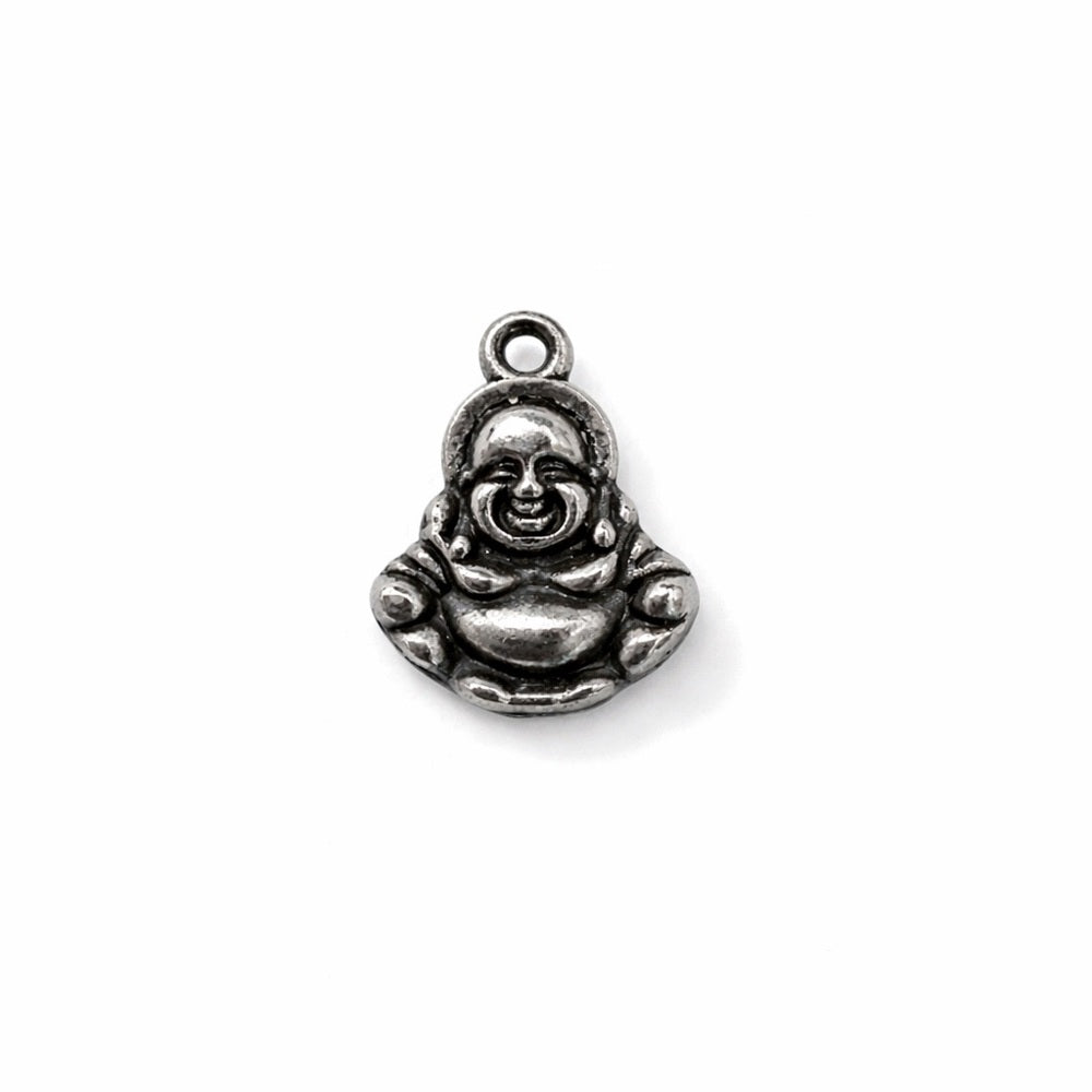Happy Buddha Charm Silver Stainless Steel