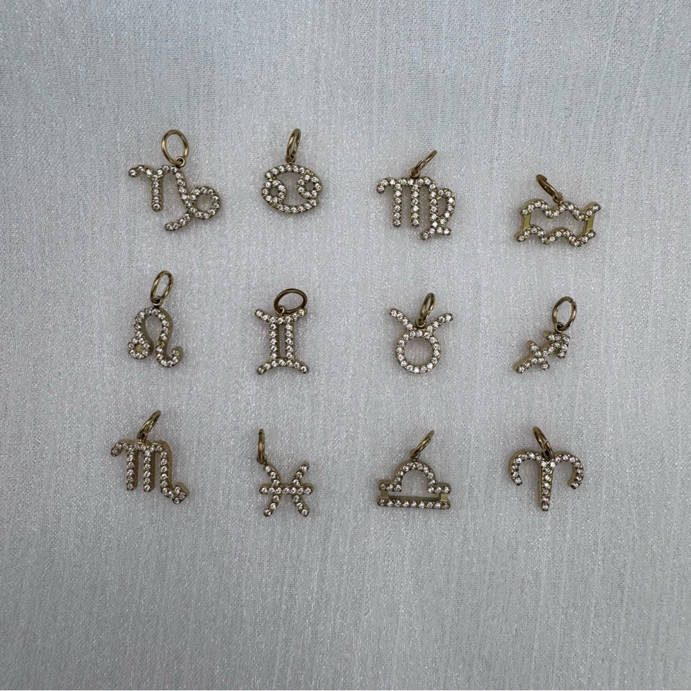 Zodiac Pavé Charm Gold Stainless Steel