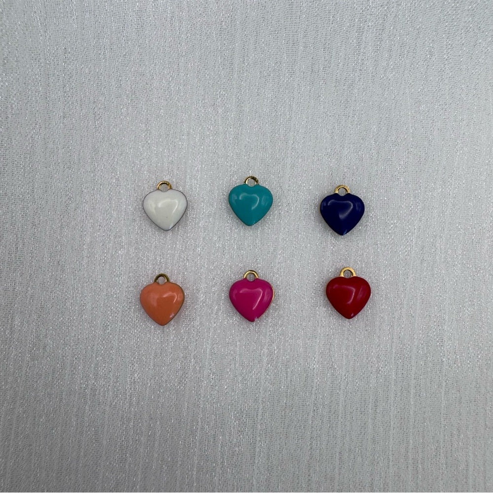Enamel Heart Charms Gold Stainless Steel