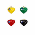 Evil Eye Heart Enamel Charm Gold Stainless Steel