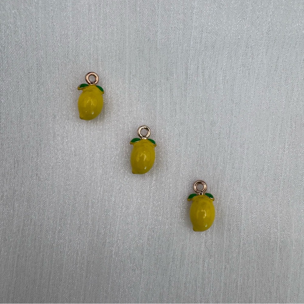 Lemon Enamel Charm Gold Stainless Steel