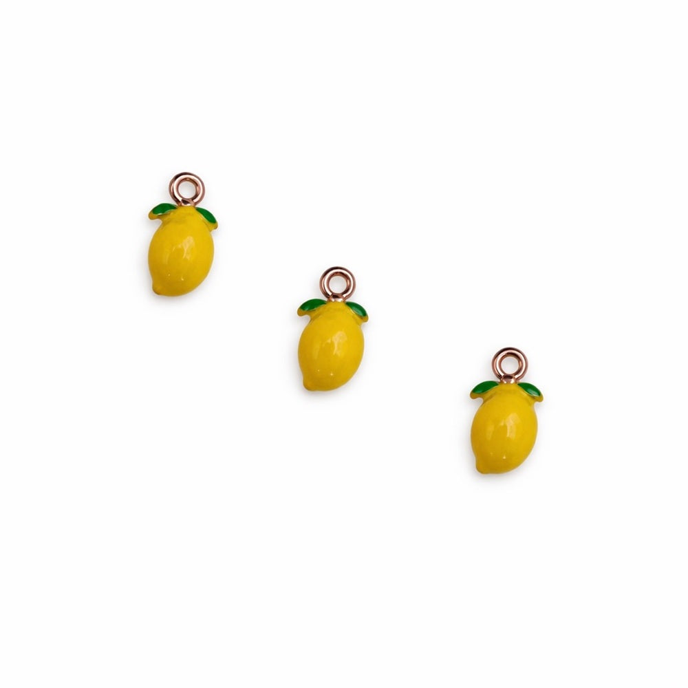 Lemon Enamel Charm Gold Stainless Steel