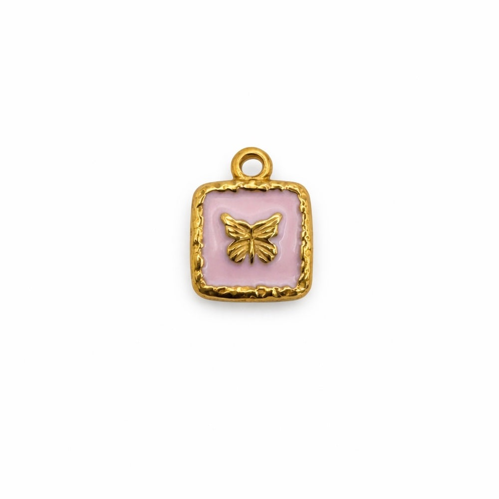 Butterfly Enamel Charm Gold Stainless Steel