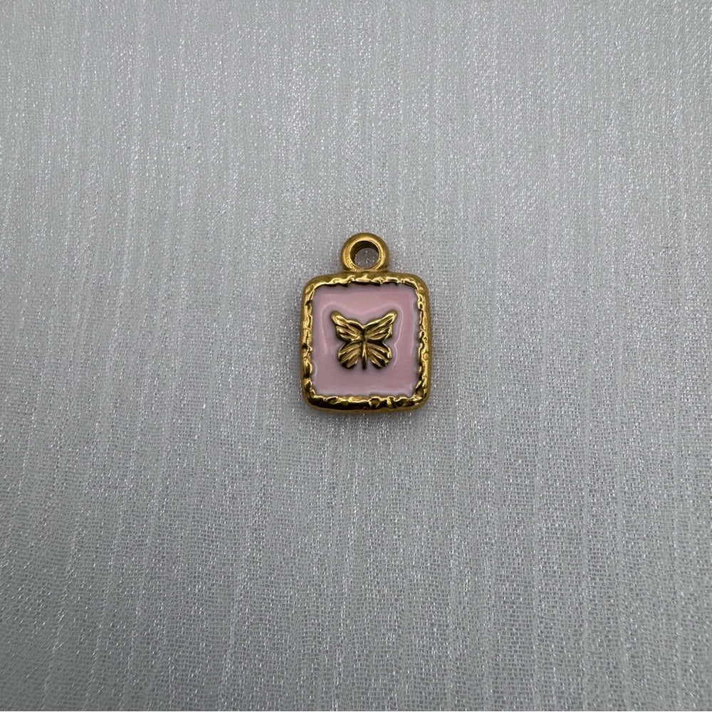 Butterfly Enamel Charm Gold Stainless Steel
