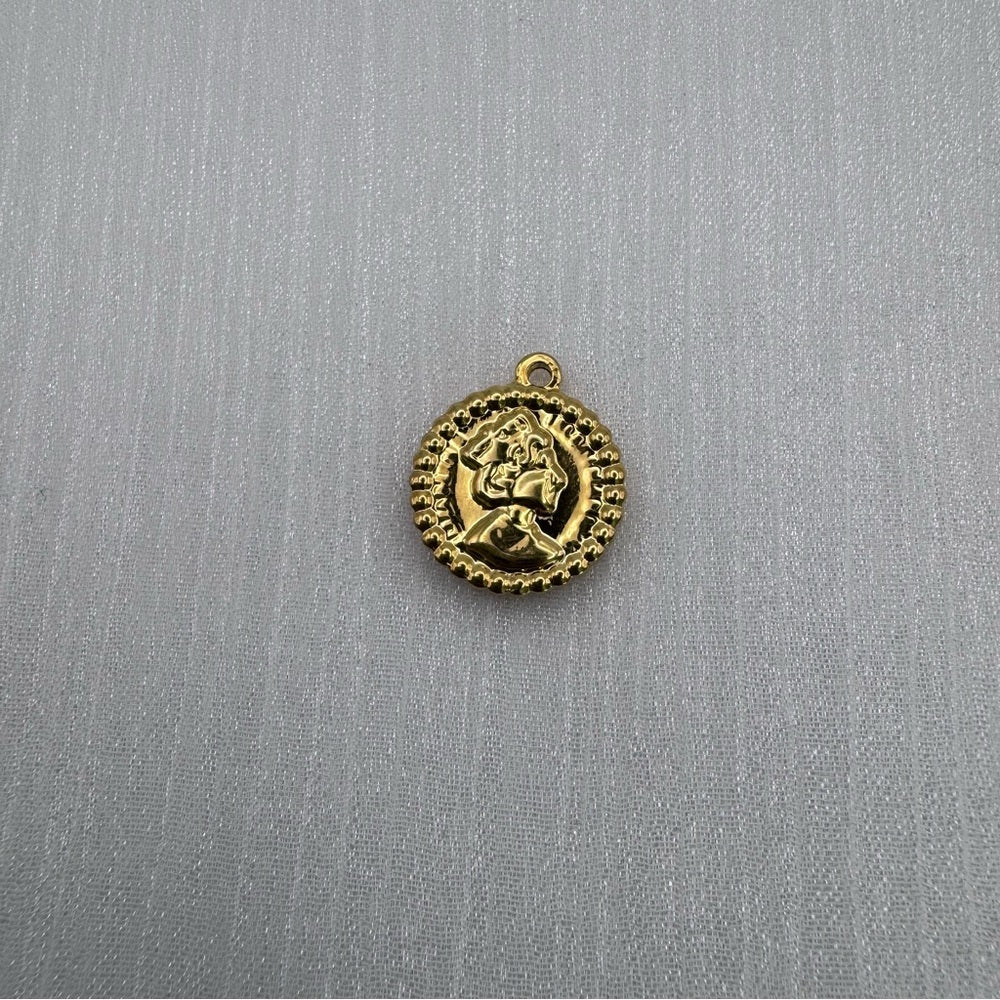 Queen Coin Charm Gold Stainless Steel