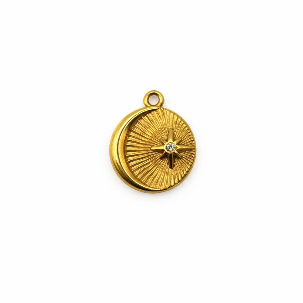 Moon & Star Charm Gold Stainless Steel