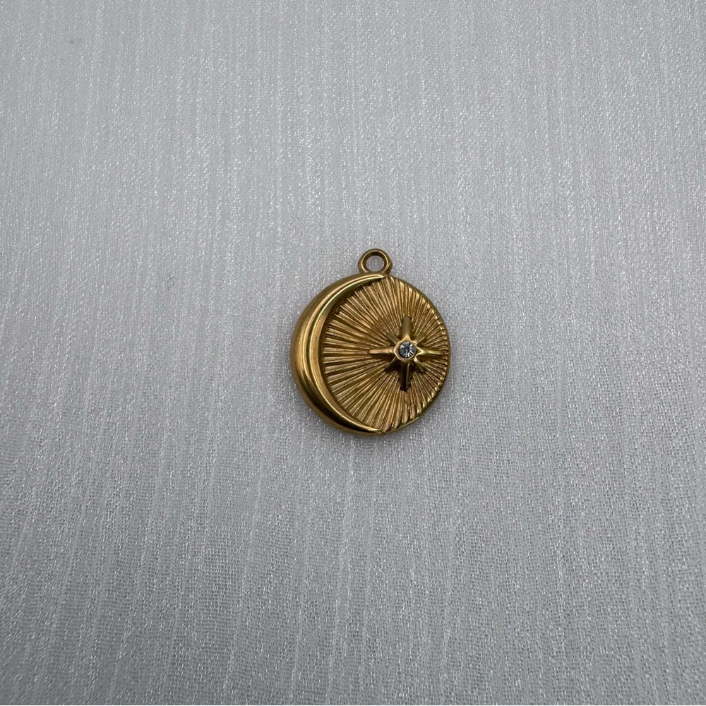 Moon & Star Charm Gold Stainless Steel