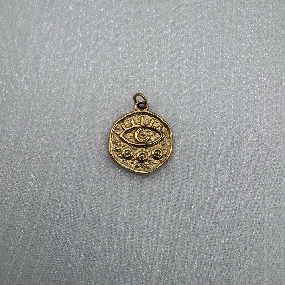 Eye Coin Charm Gold Stainless Steel
