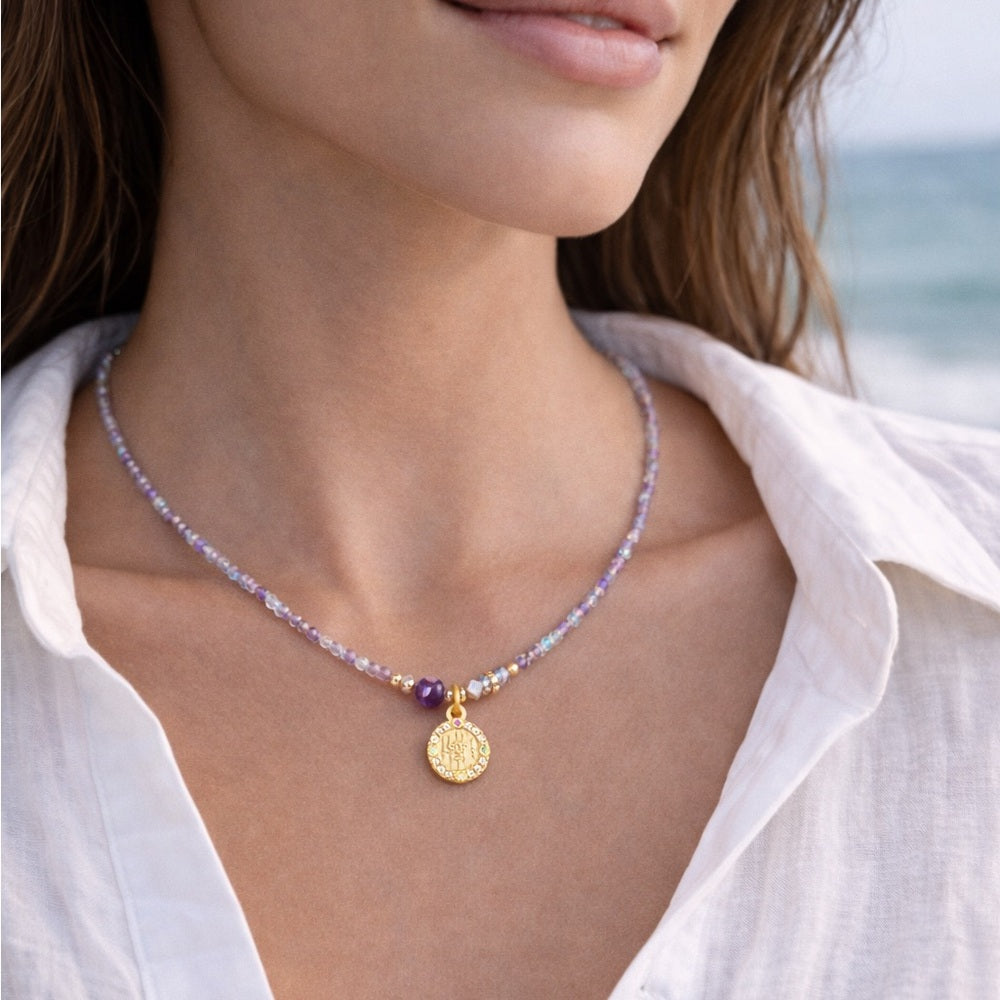 Purple Fluorite Adjustable Necklace