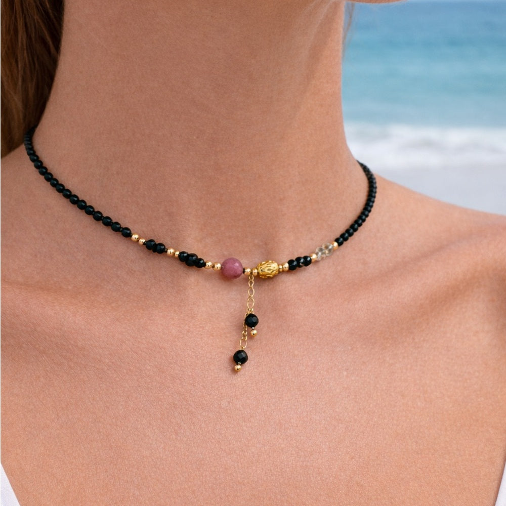 Dark Green Sandstone Adjustable Necklace