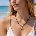 Tigers eye and Mother of Pearl Gemstone Necklace Style #20