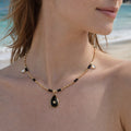 Tigers Eye Gemstone and Swarovski Crystal Teardrop Necklace Style #37