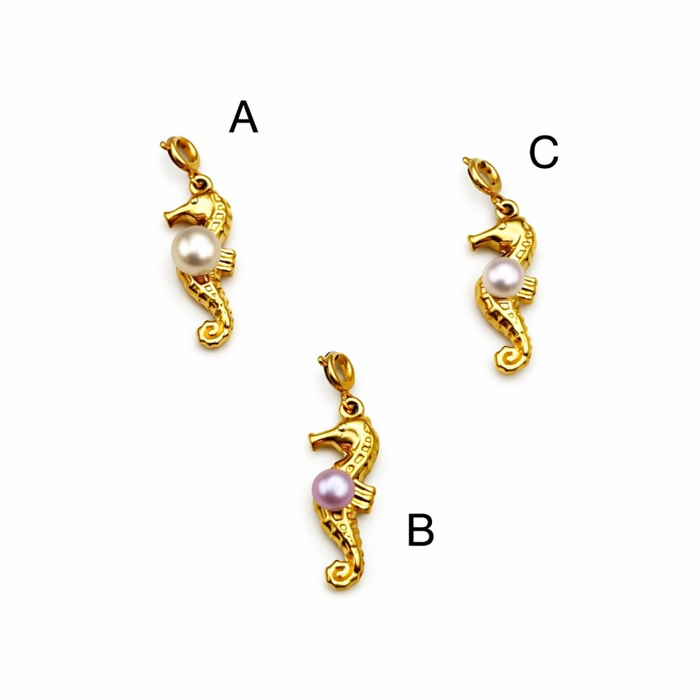 Freshwater Pearl Seahorse Charm With Clasp