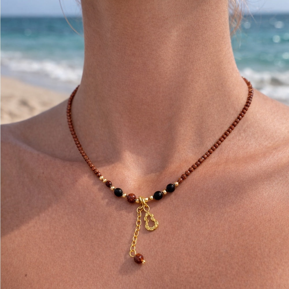 Gold Sandstone Adjustable Necklace