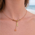 Sunstone and Peach Moonstone Adjustable Necklace
