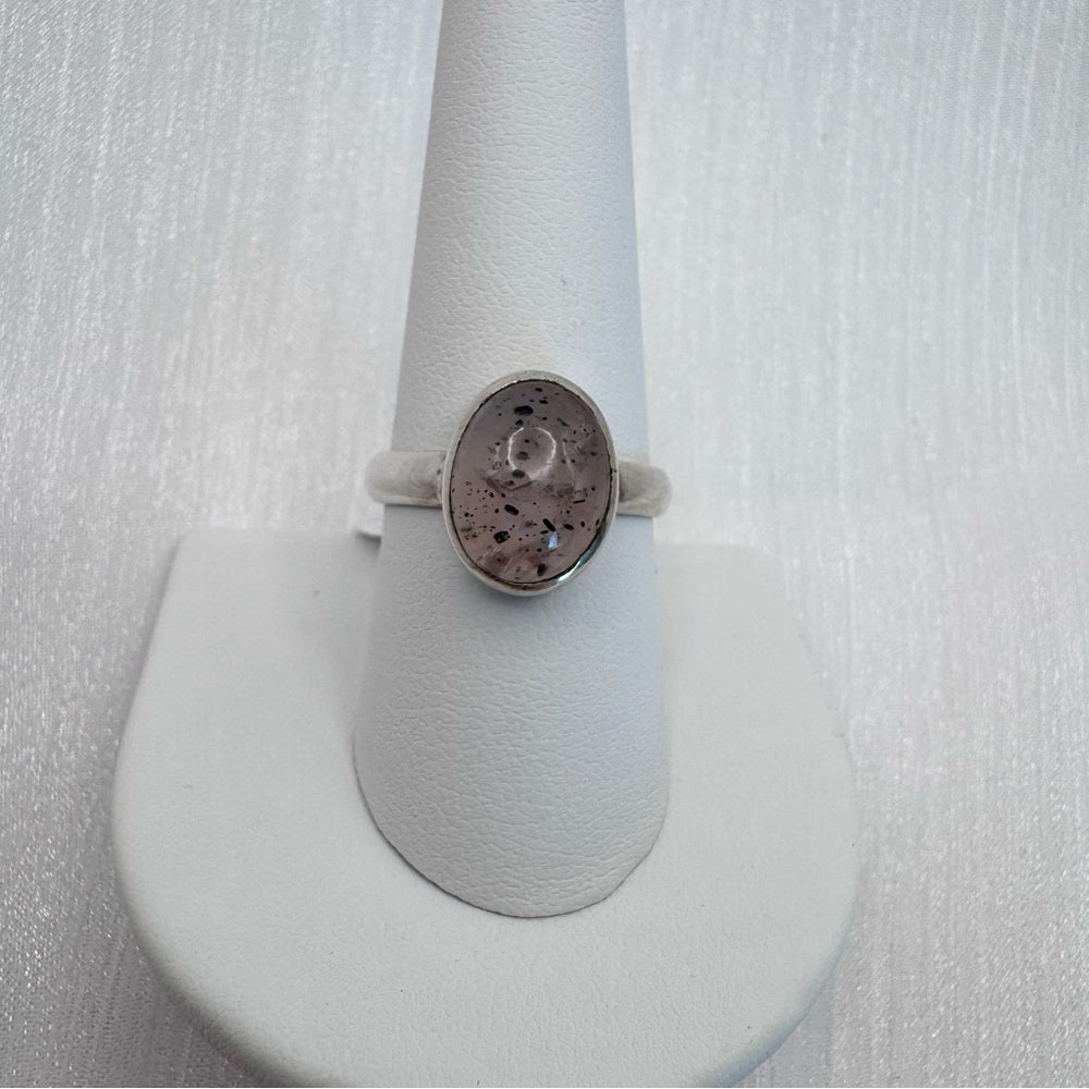 Black Dotted Rose Quartz Ring
