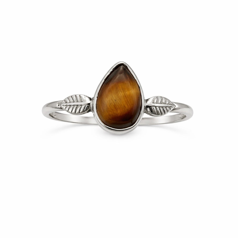 Tigers Eye Teardrop Leaf Ring