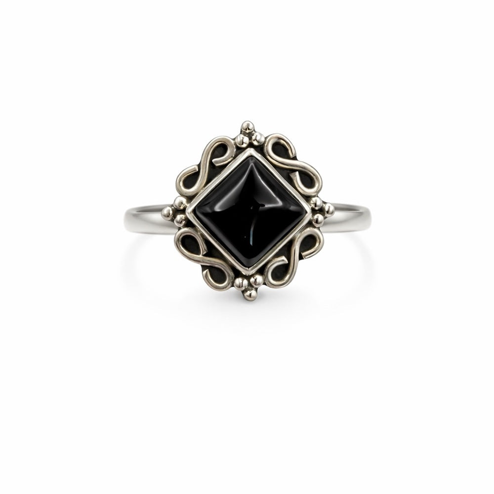 Black Onyx Victorian Swirl Ring