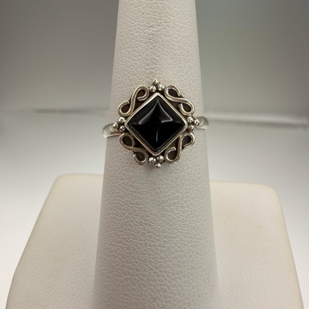 Black Onyx Victorian Swirl Ring