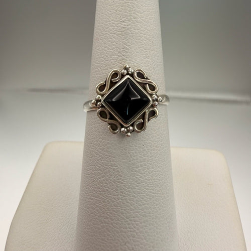 Black Onyx Victorian Swirl Ring