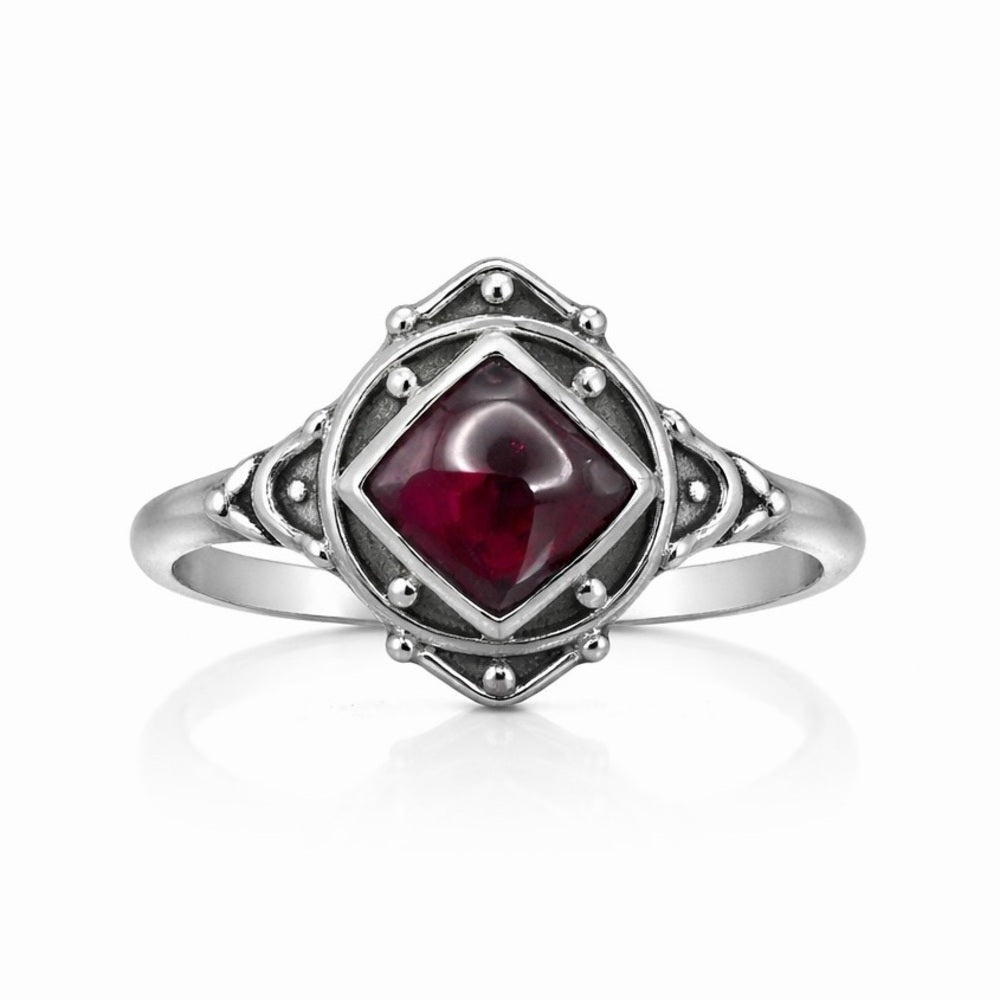 Purple Garnet Diamond Shape Ring