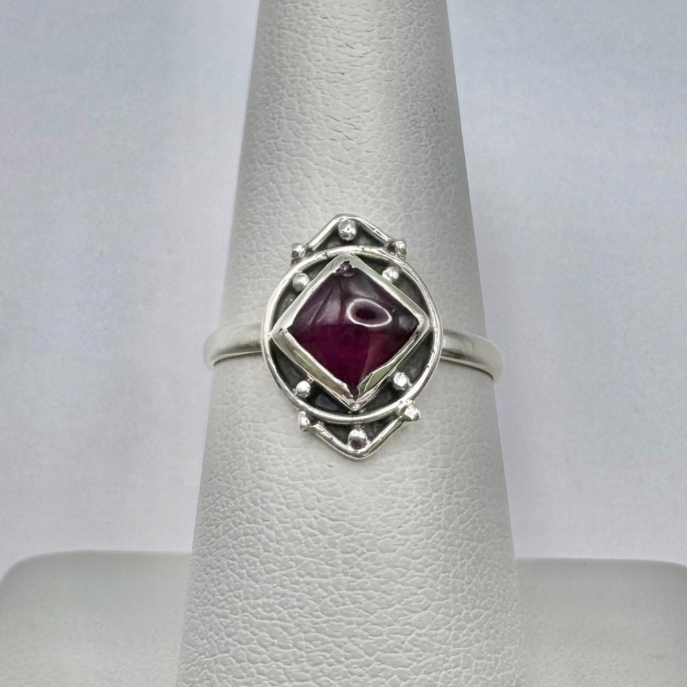Purple Garnet Diamond Shape Ring