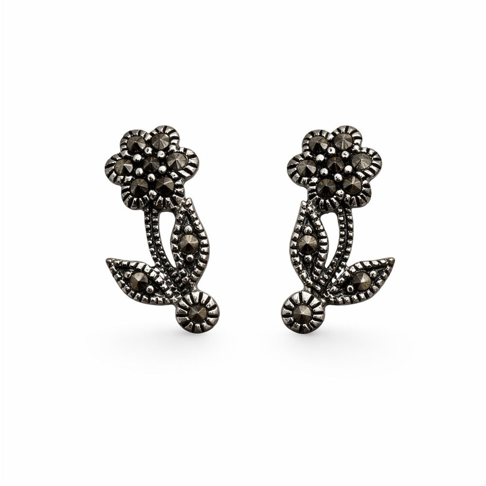 Marcasite Flower Stud Earrings