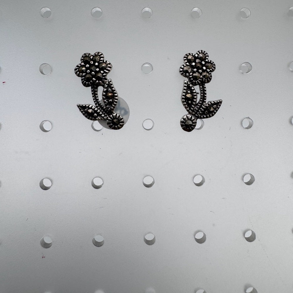 Marcasite Flower Stud Earrings
