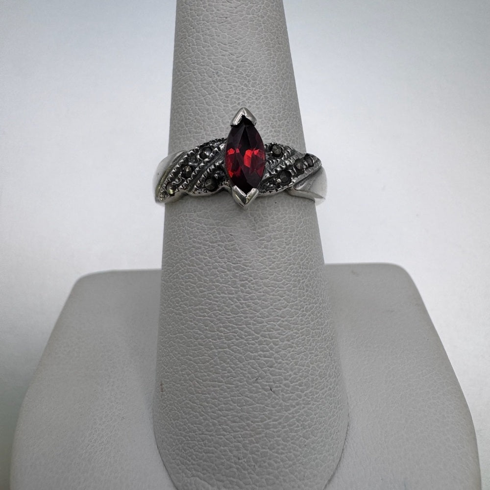 Garnet & Marcasite Ring