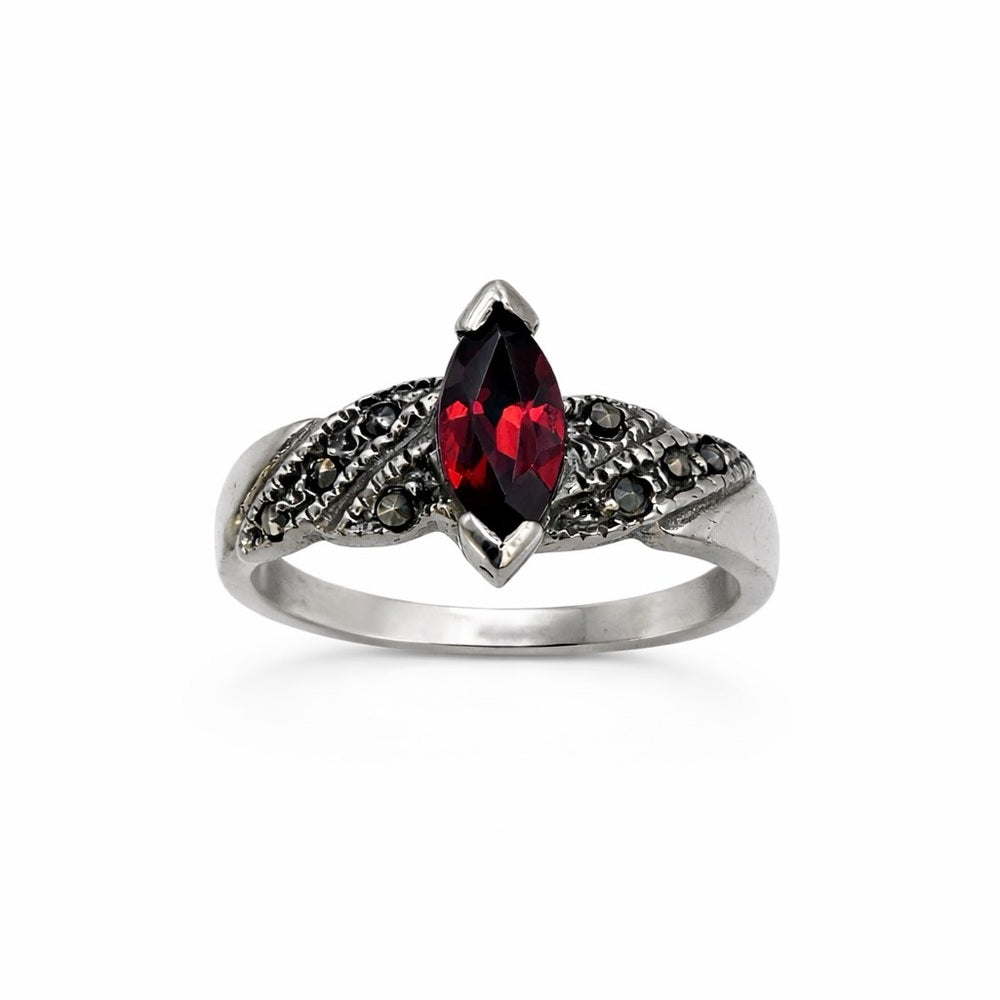 Garnet & Marcasite Ring