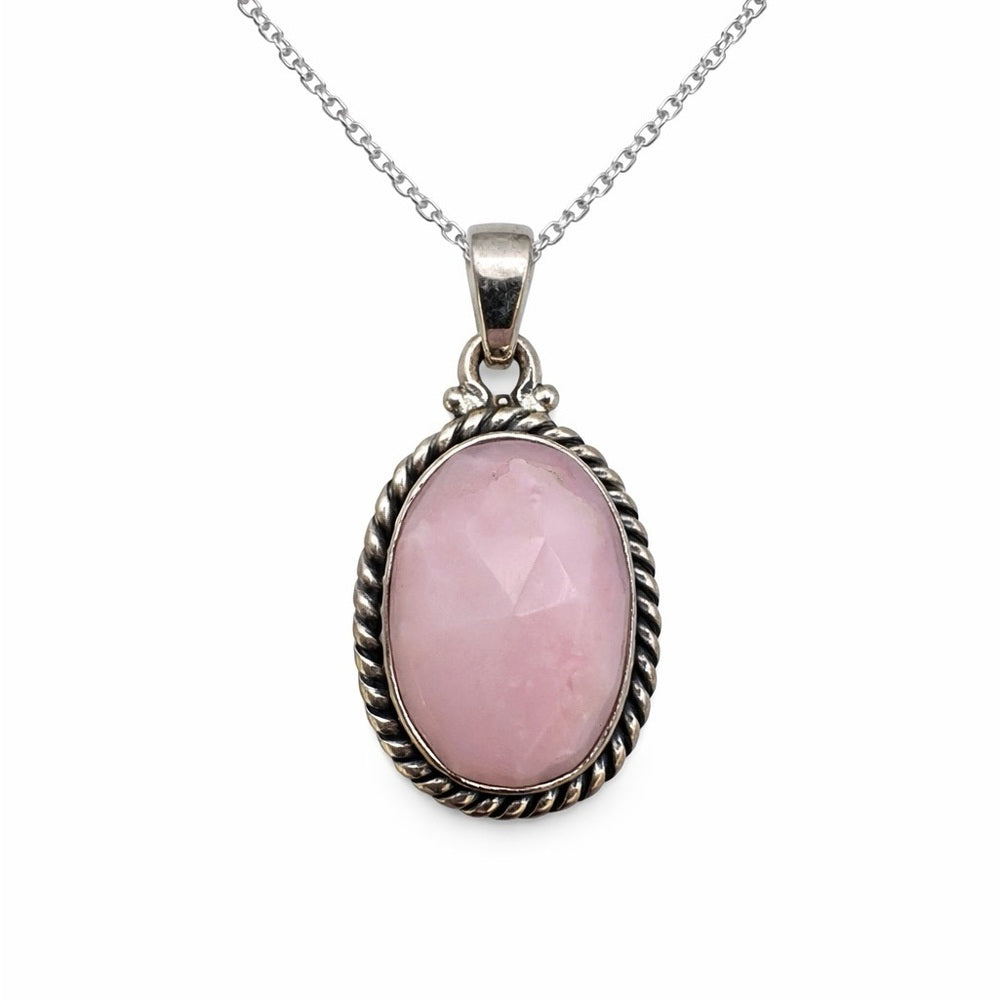 Pink Peruvian Opal Oval Pendant