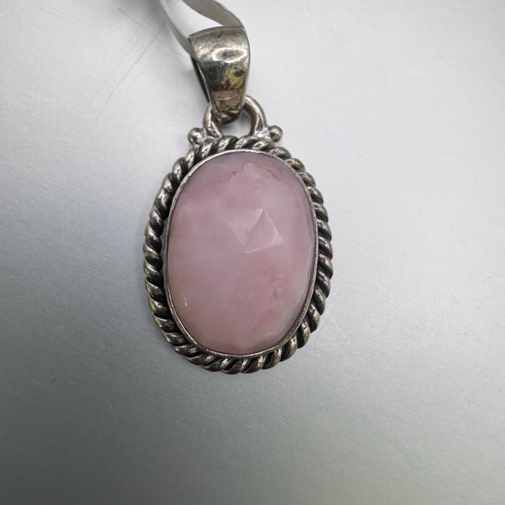 Pink Peruvian Opal Oval Pendant