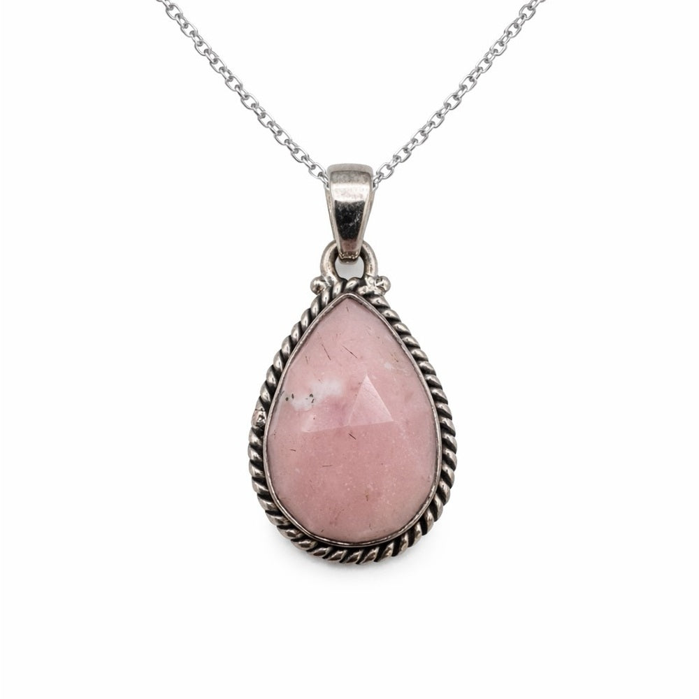 Pink Peruvian Opal Teardrop Pendant