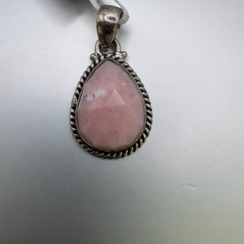 Pink Peruvian Opal Teardrop Pendant
