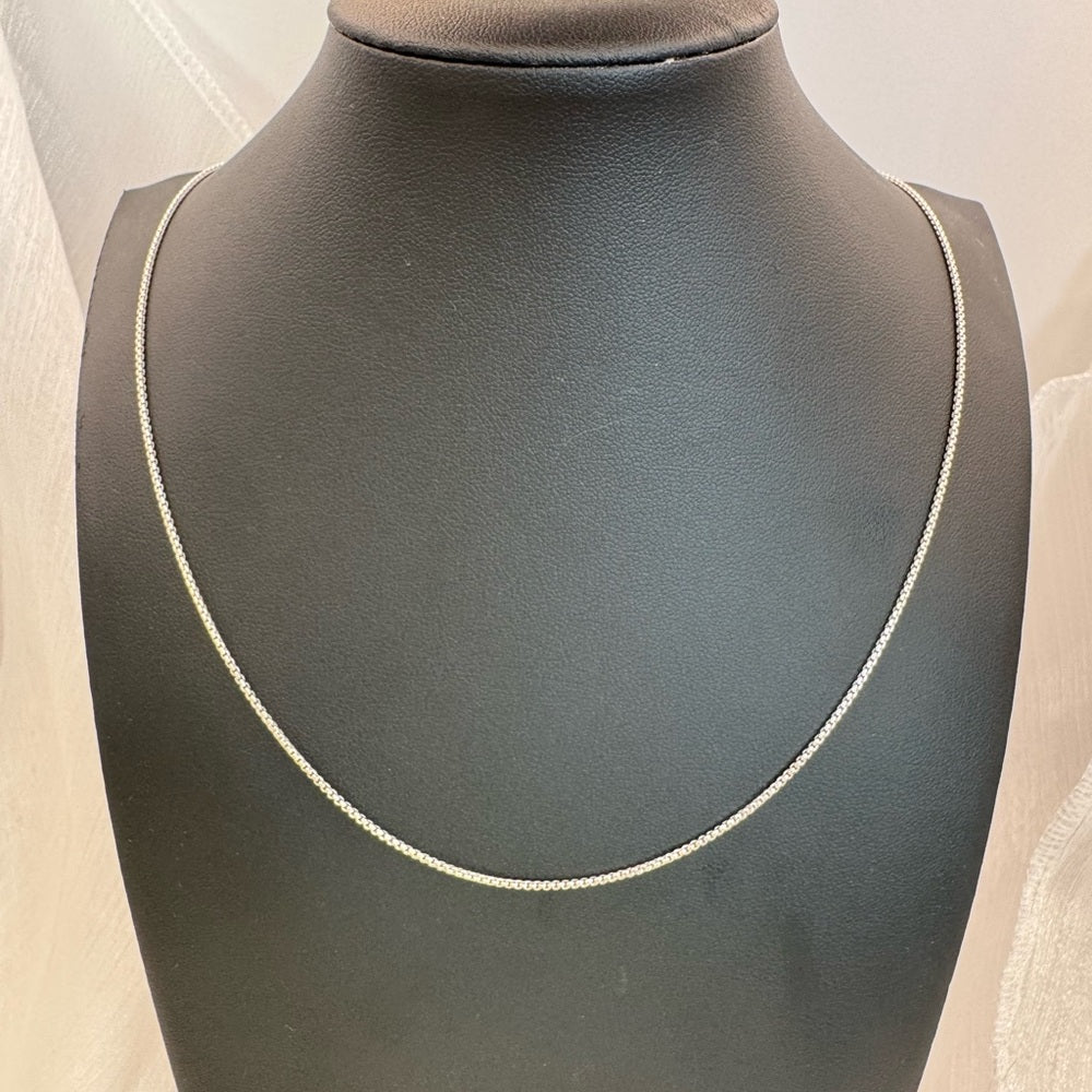 Mini Rolled Box Chain Silver Adjustable