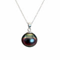 Sterling Silver Tahitian Semi Baroque Pearl Necklace (#12)