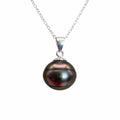 Sterling Silver Tahitian Semi Baroque Pearl Necklace (#14)