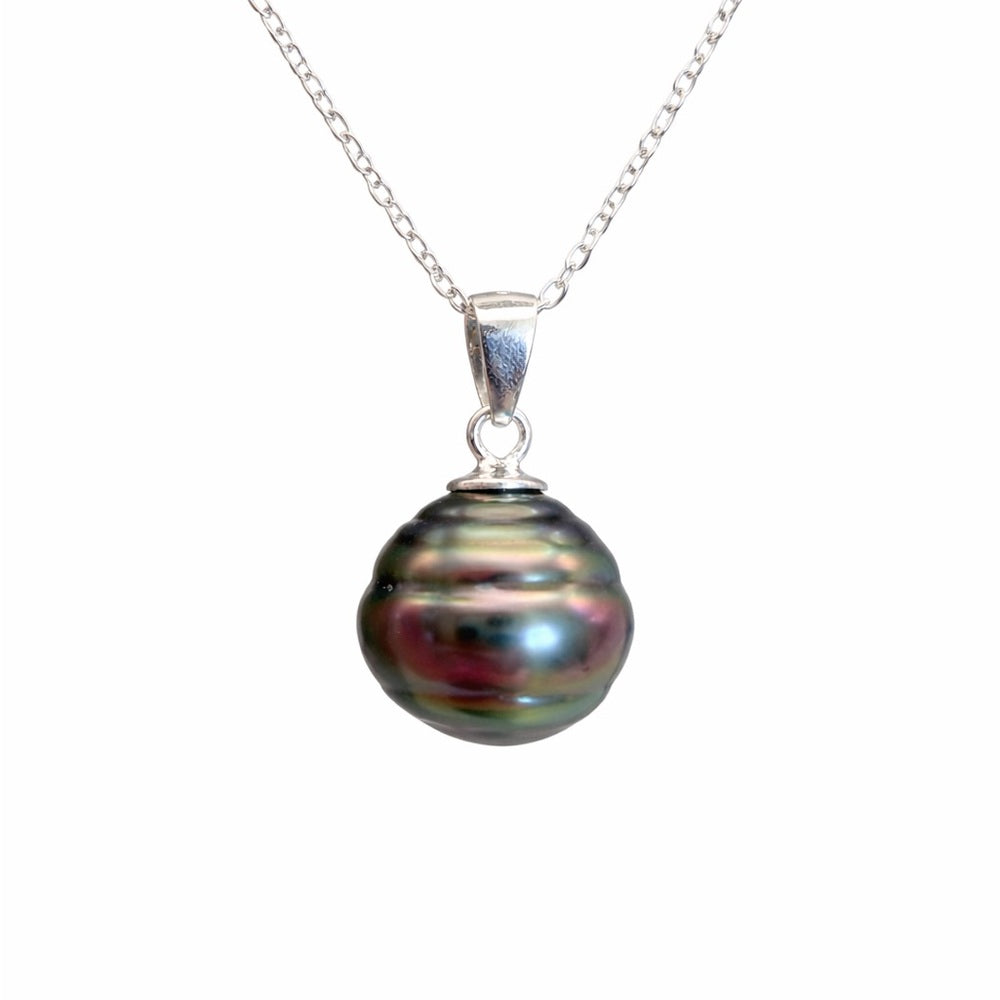 Sterling Silver Tahitian Semi Baroque Pearl Necklace (#16)