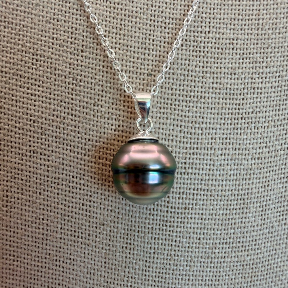 Sterling Silver Tahitian Semi Baroque Pearl Necklace (#19)