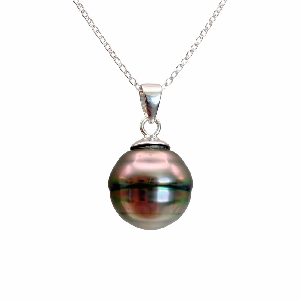 Sterling Silver Tahitian Semi Baroque Pearl Necklace (#19)