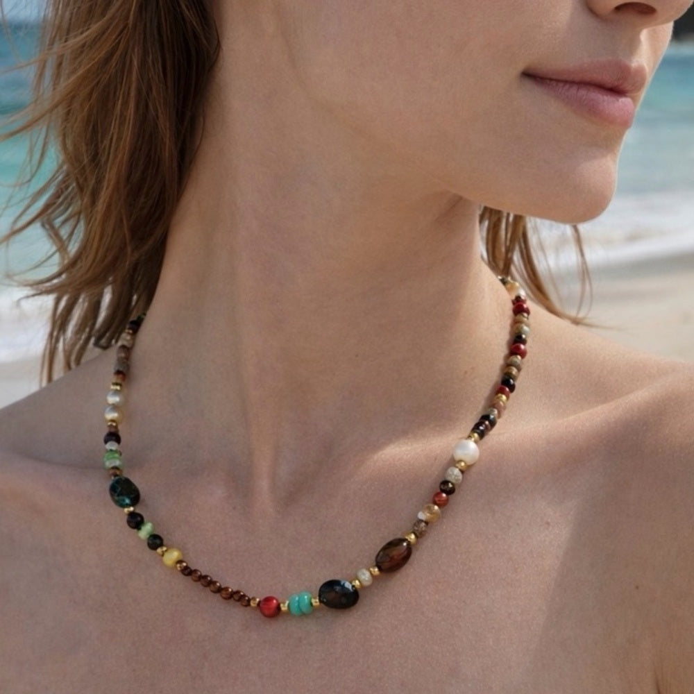 Sandstone, Carnelian and Mixed Gemstone Necklace Style #10