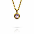 Stainless Steel Heart Pink Topaz Necklace