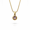 Stainless Steel Ball Heart Pink Topaz Pendant