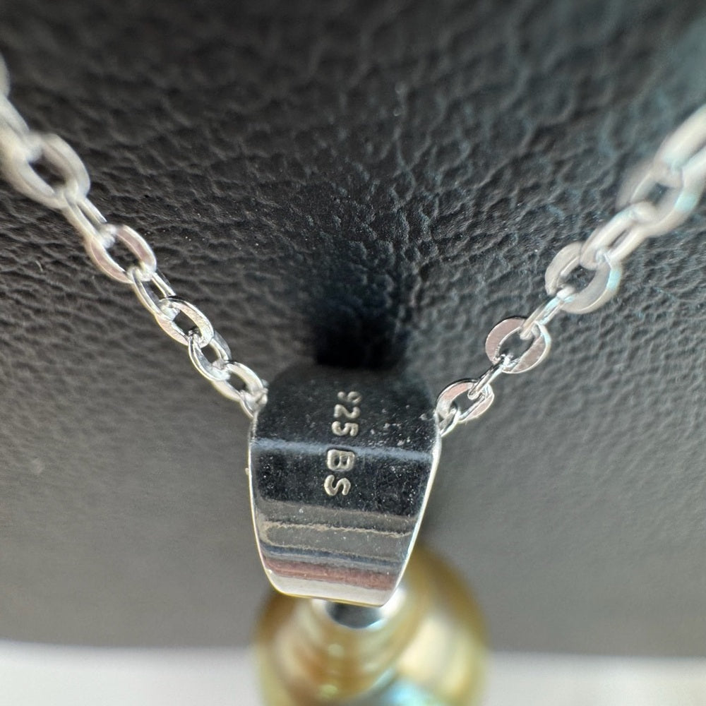 Sterling Silver Tahitian Semi Baroque Golden Pearl Necklace (#30)
