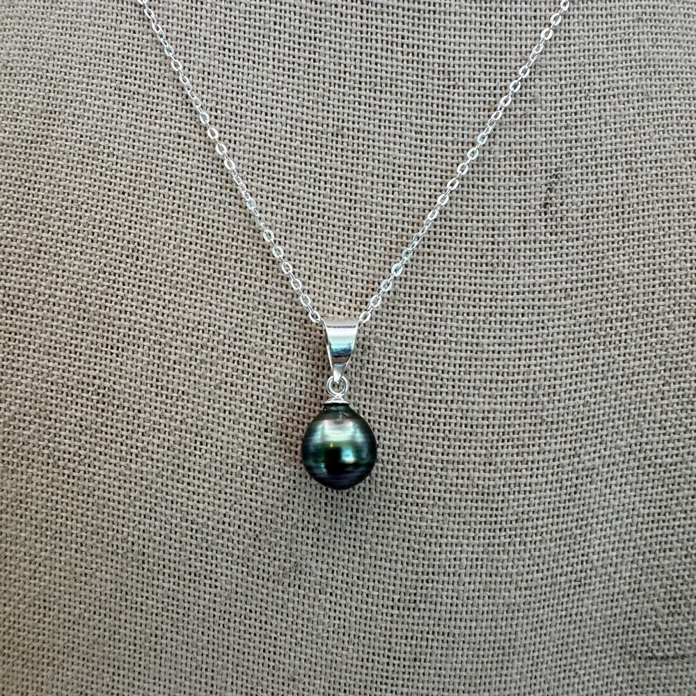 Sterling Silver Tahitian Semi Baroque Pearl Necklace (#32)