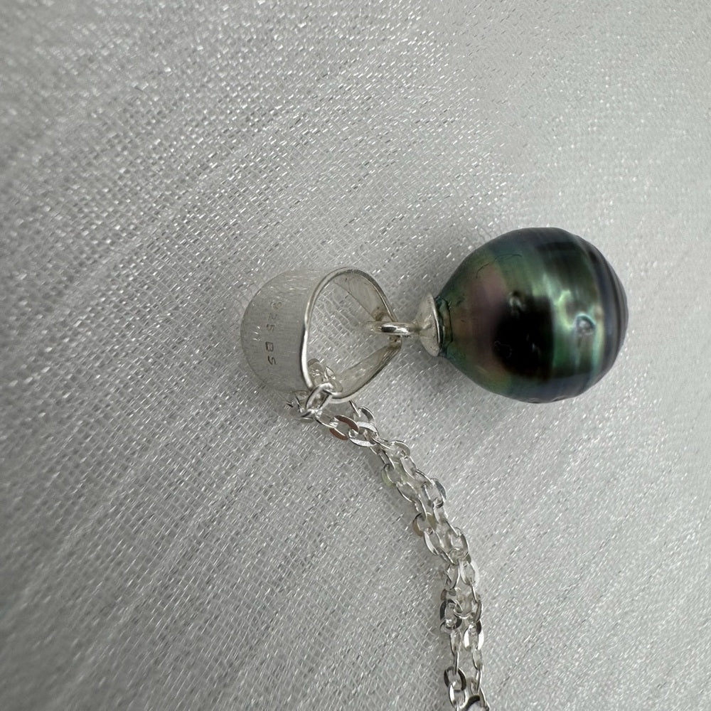 Sterling Silver Tahitian Semi Baroque Pearl Necklace (#32)