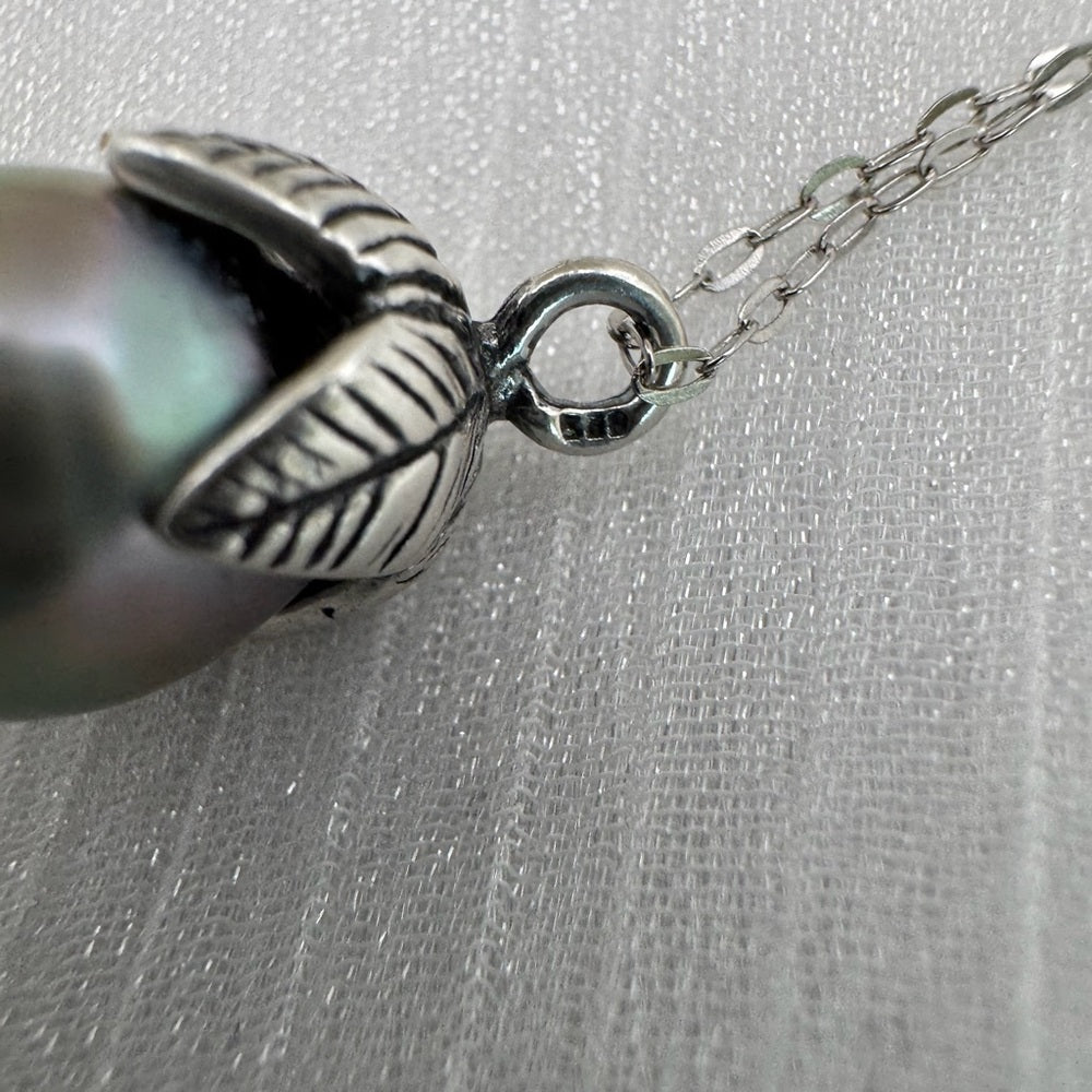 Sterling Silver Tahitian Semi Baroque Pearl Necklace (#42)
